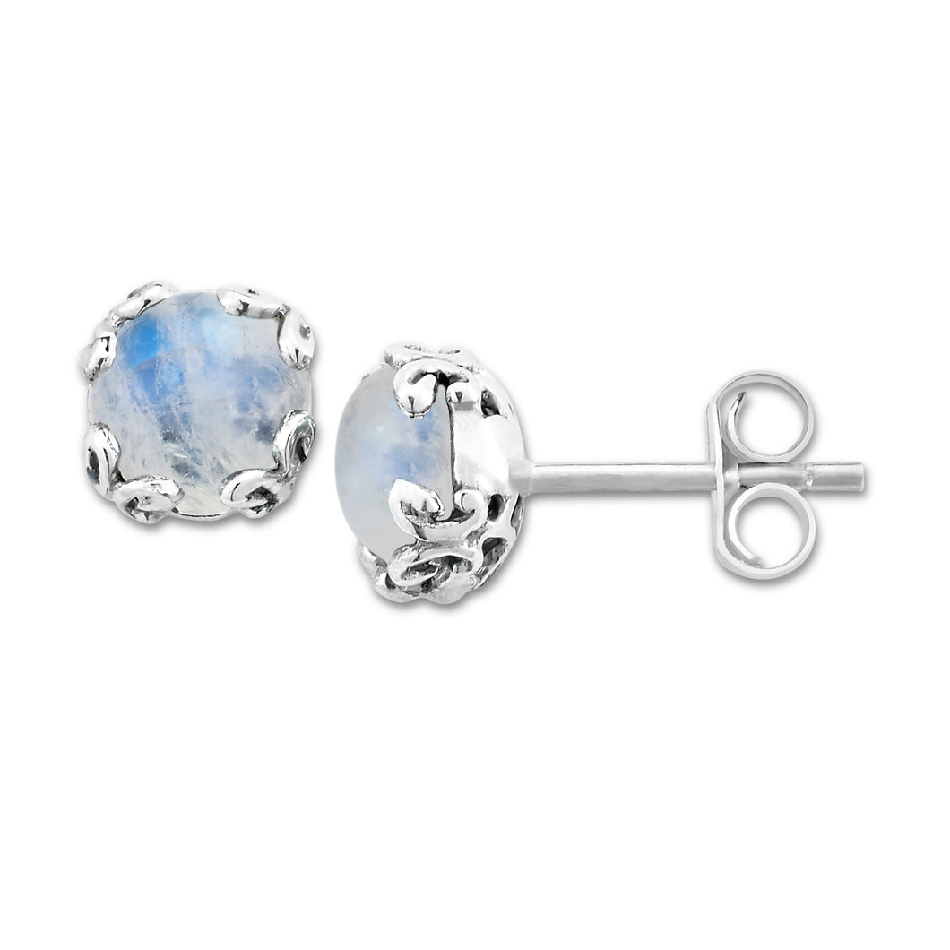 Glow Studs - Rainbow Moonstone - June