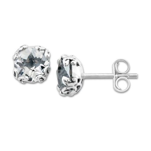 Glow Studs - White Topaz - April
