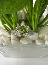 Load image into Gallery viewer, Joe Esposito sterling silver ring with yellow-green CZ and pave band