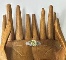 Load image into Gallery viewer, Joe Esposito sterling silver ring with yellow-green CZ and pave band