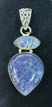 Load image into Gallery viewer, Moonstone and Dumortierite pendant in sterling silver