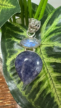 Load image into Gallery viewer, Moonstone and Dumortierite pendant in sterling silver