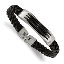 Load image into Gallery viewer, Stainless Steel &amp; Black Leather Bracelet